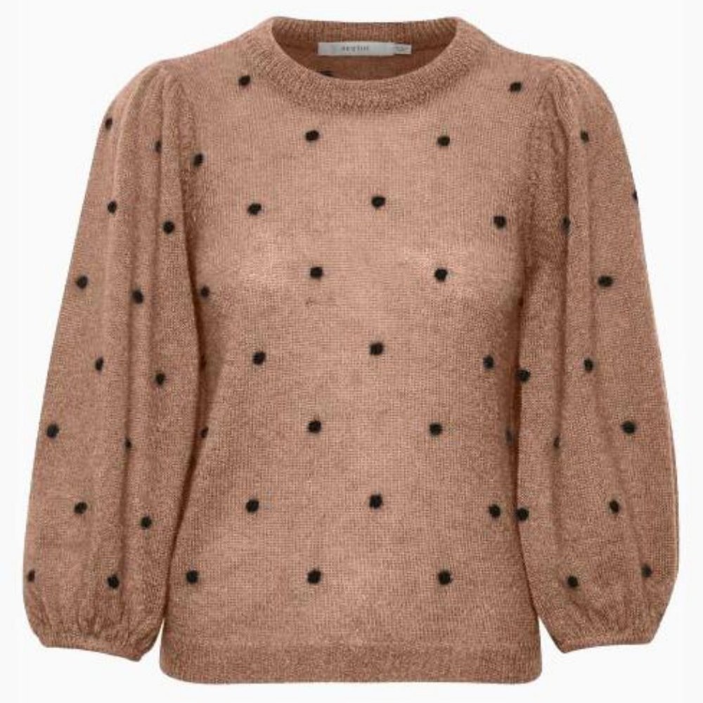 Avenue Blush Pink Pom-Pom Puff Sleeve Sweater